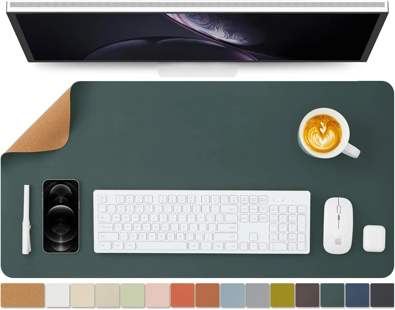Desk Pad Leather Large - Cork Desk Mat Dual-Sided Desk Pad