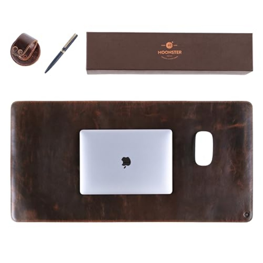 Desk Pad Leather Large - 100% Full Grain Buffalo Leather Desk