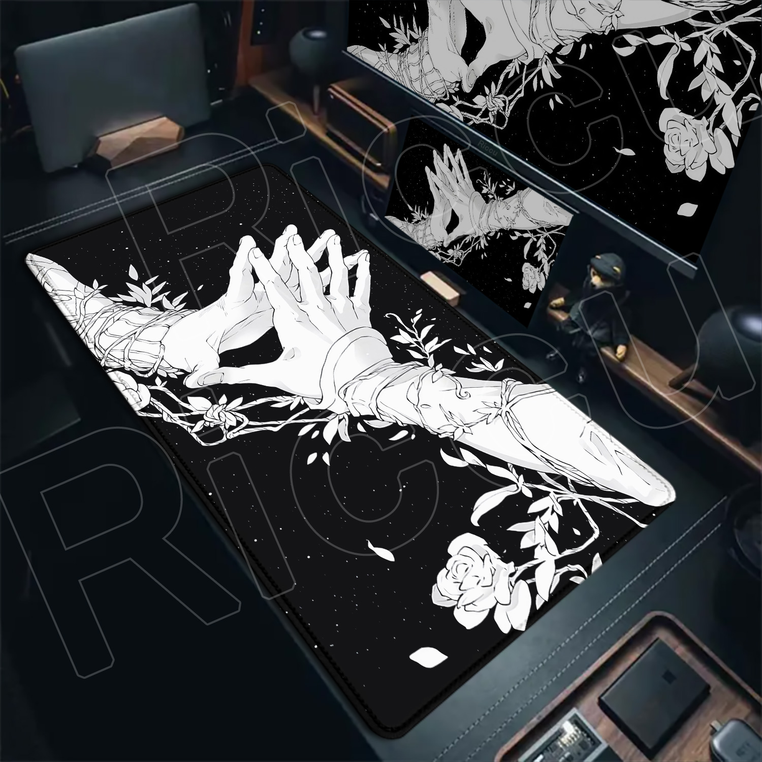 Desk Setup Gear - HD Large Black White XXL Gothic