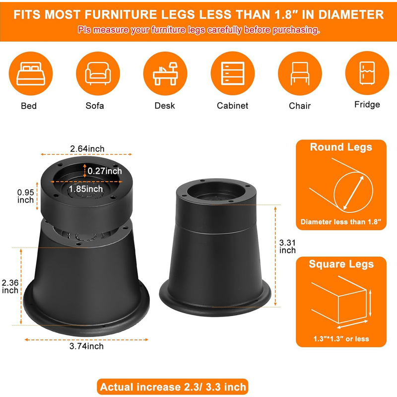 4Pcs Heavy Duty Furniture Rise - Desk Setup Riser avis et prix