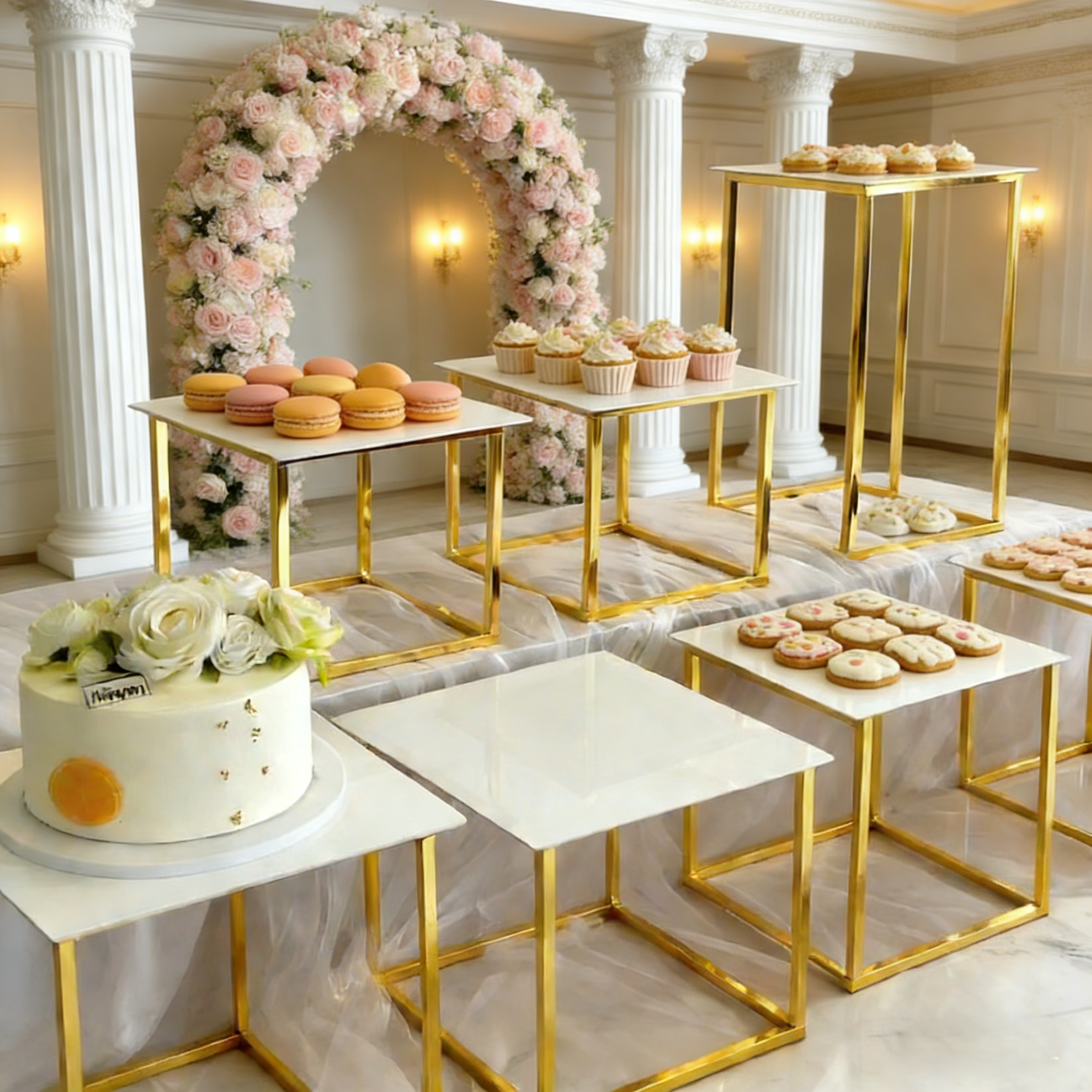 12-20 PCS Luxury Gold Frame Wh - Desk Setup Riser avis et prix