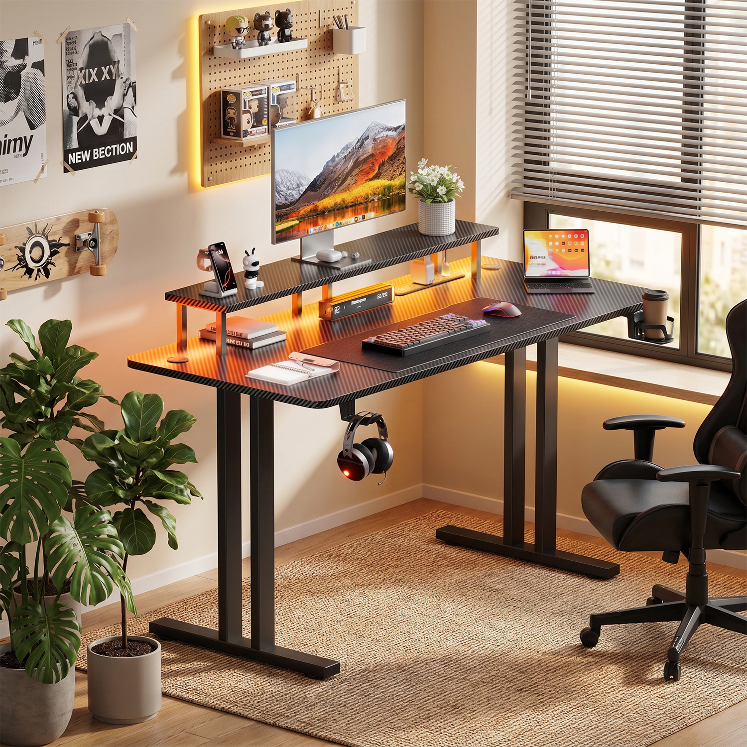 Gaming Desk with LED Lights &  - Desk Setup Home Office avis et prix