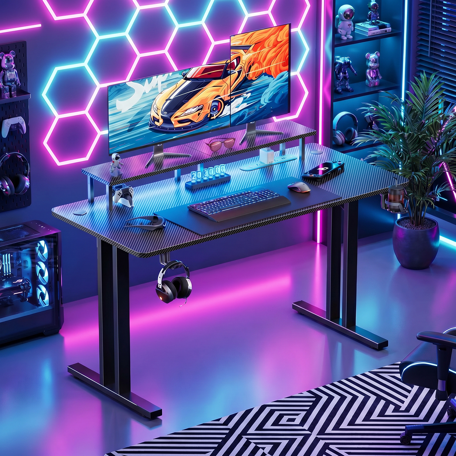 Gaming Desk with LED Lights &  - Desk Setup Home Office avis et prix