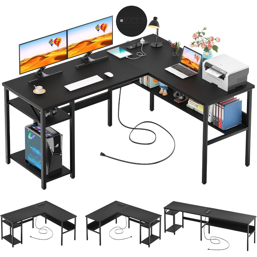 Reversible L Shaped Desk with  - Desk Setup Home Office avis et prix