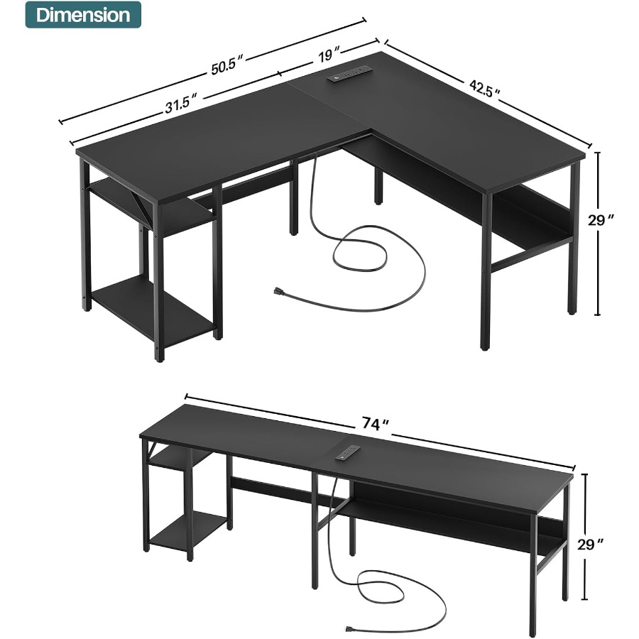 Reversible L Shaped Desk with  - Desk Setup Home Office avis et prix