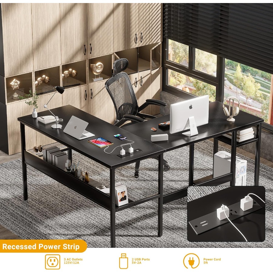 Reversible L Shaped Desk with  - Desk Setup Home Office avis et prix