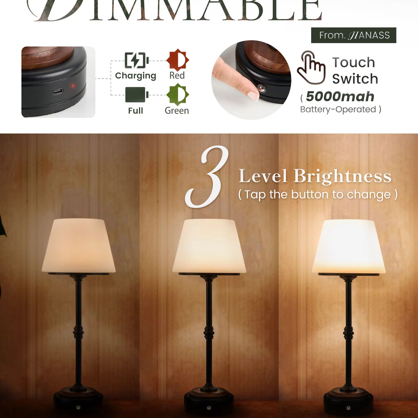Cordless Table Lamps Set of  5 - Desk Setup Lamp avis et prix