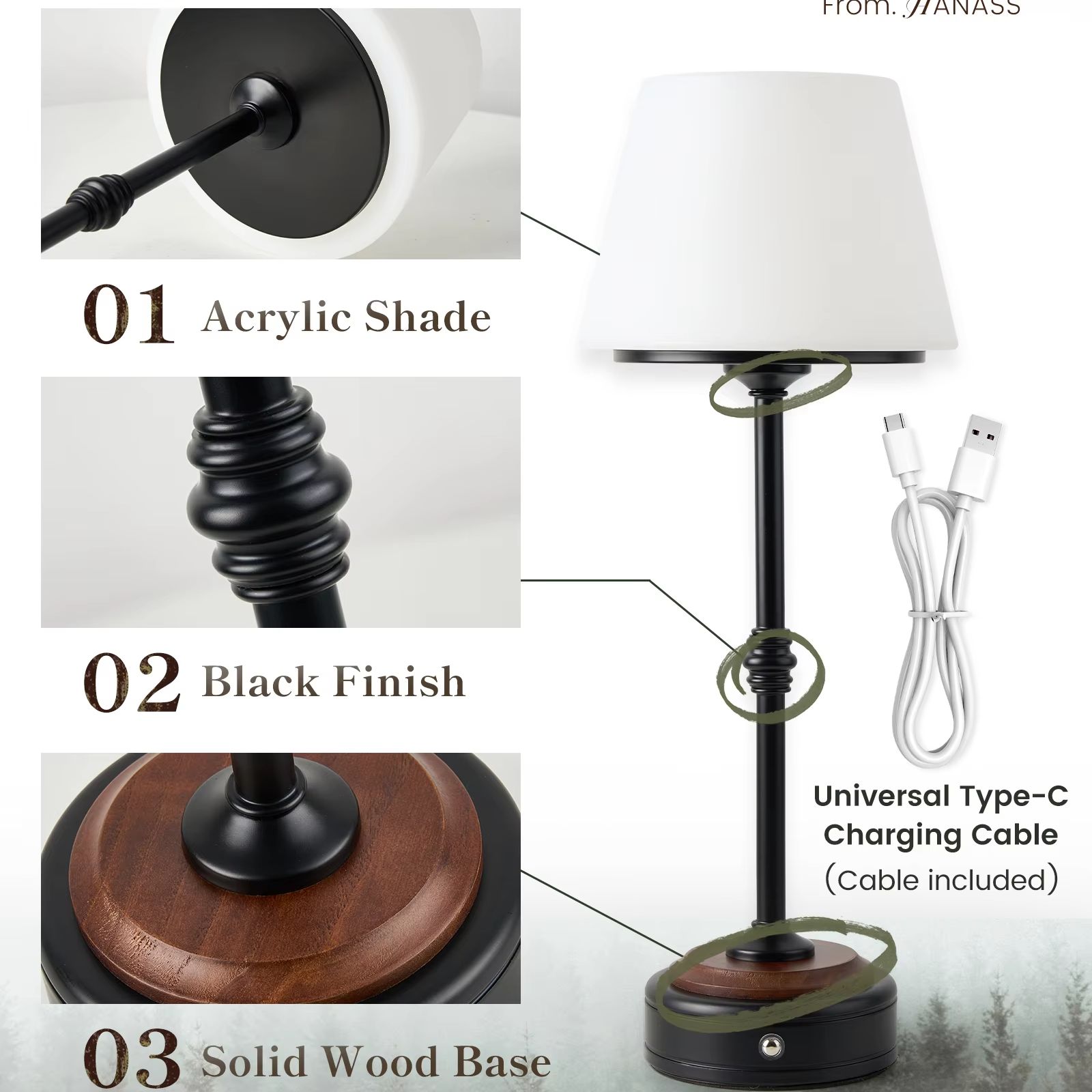 Cordless Table Lamps Set of  5 - Desk Setup Lamp avis et prix