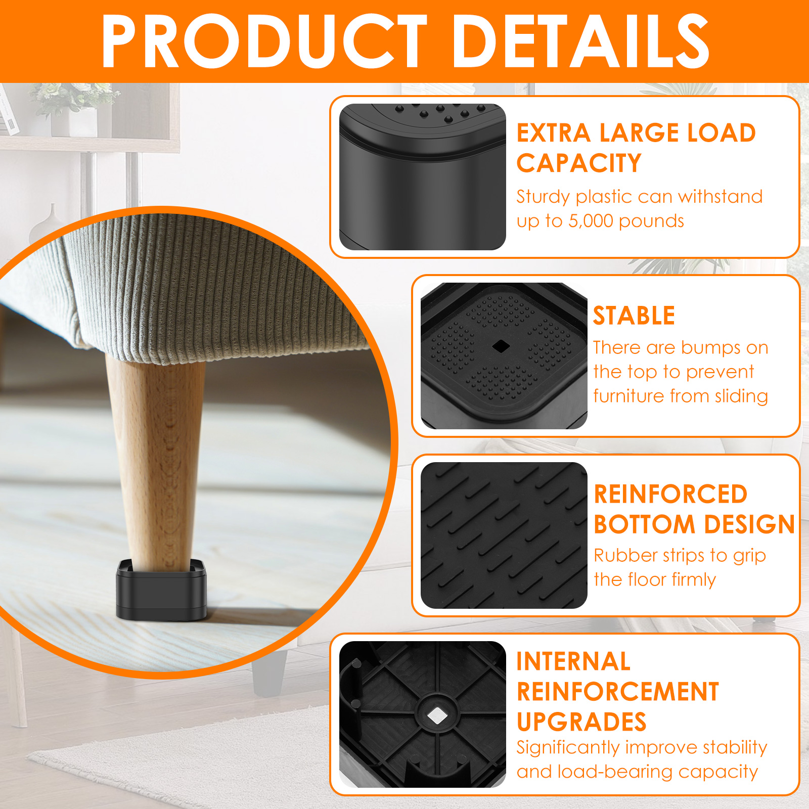 8-16 Pcs Furniture Risers Nons - Desk Setup Riser avis et prix