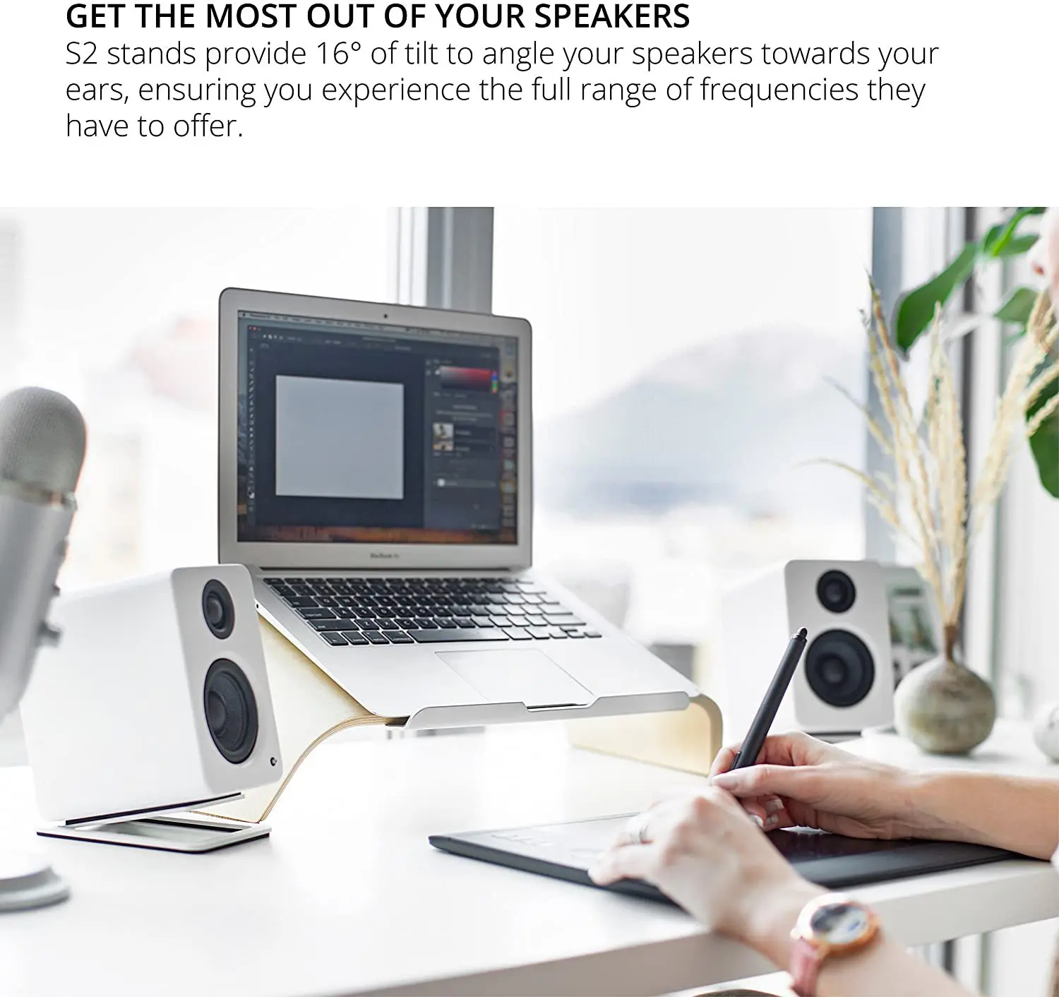 2pcs Desktop Speaker Stands fo - Desk Setup With Speakers avis et prix