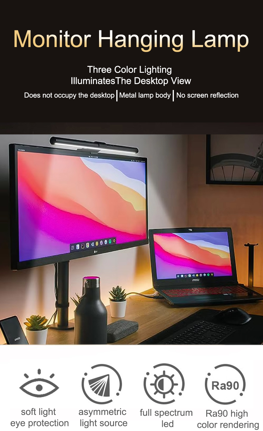 LED Monitor Hanging Desk Light - Desk Setup Gaming And Work avis et prix