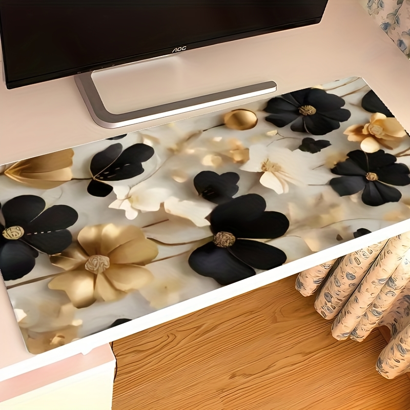 Black and Gold Floral Large De - Desk Setup Gaming And Work avis et prix