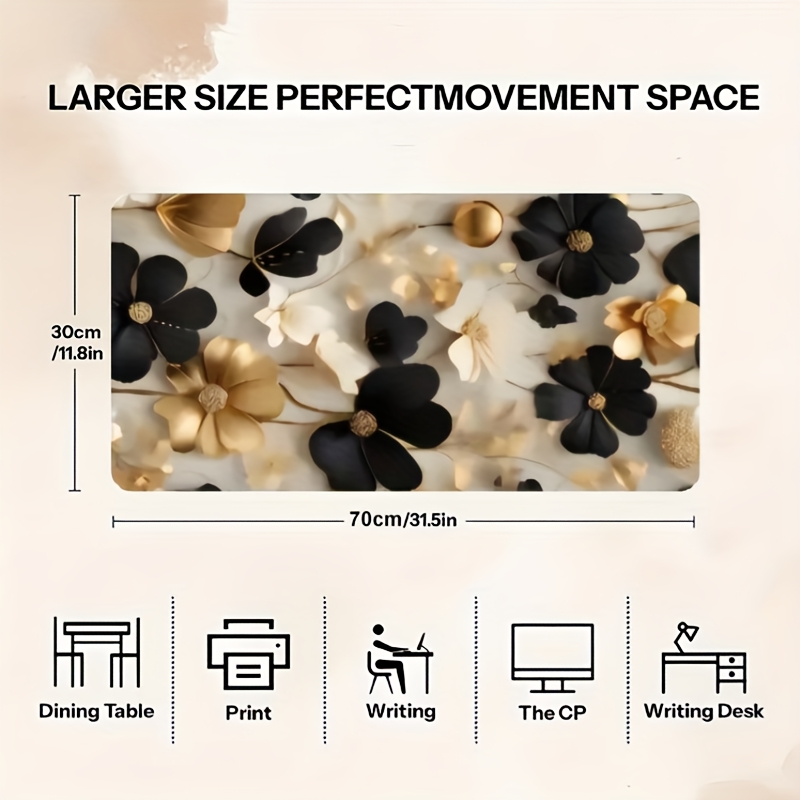 Black and Gold Floral Large De - Desk Setup Gaming And Work avis et prix