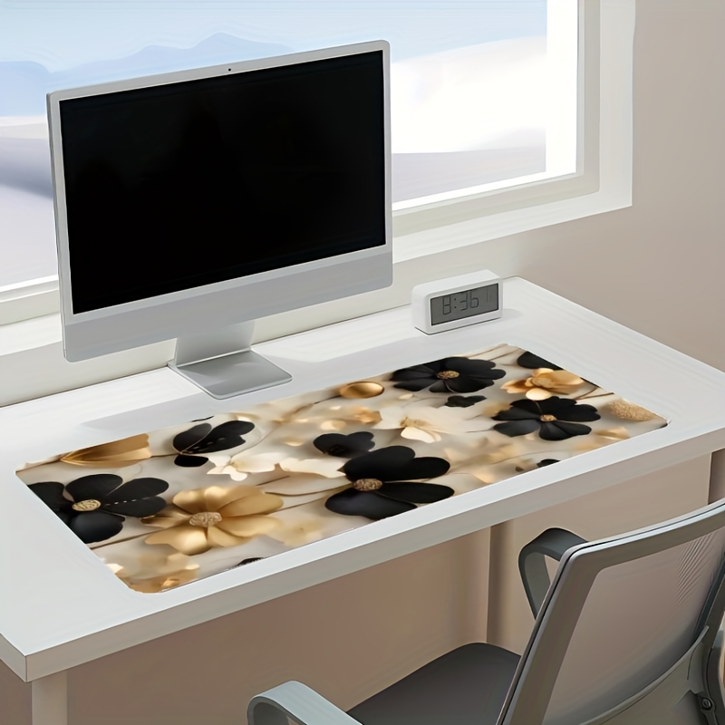 Black and Gold Floral Large De - Desk Setup Gaming And Work avis et prix