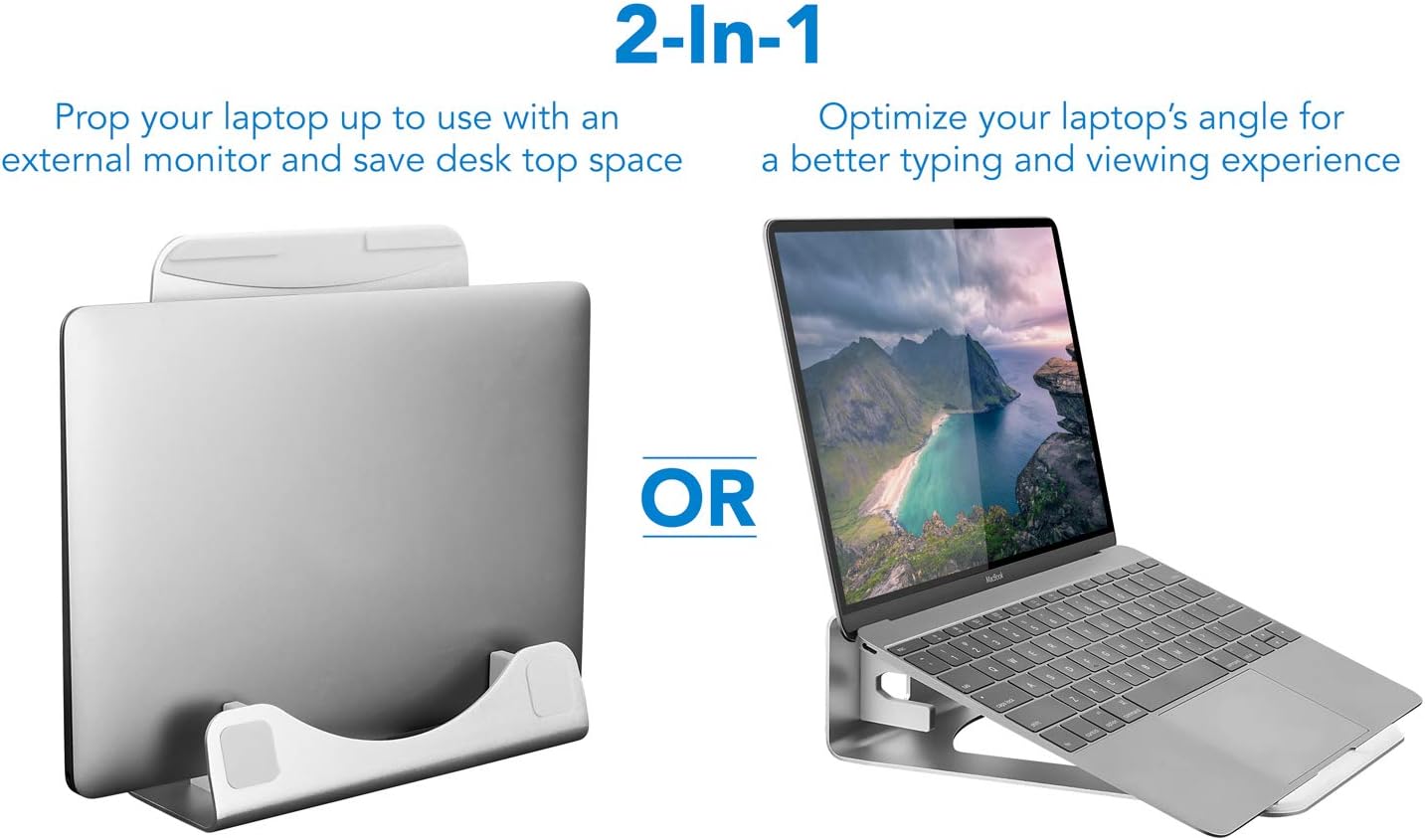 Vertical Laptop Stand for Desk - Desk Setup For 2 Laptops avis et prix