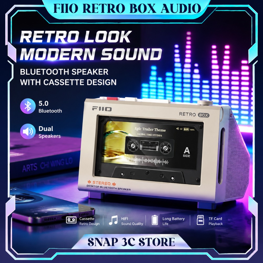FiiO RETRO BOX Cassette Style  - Desk Setup With Speakers avis et prix