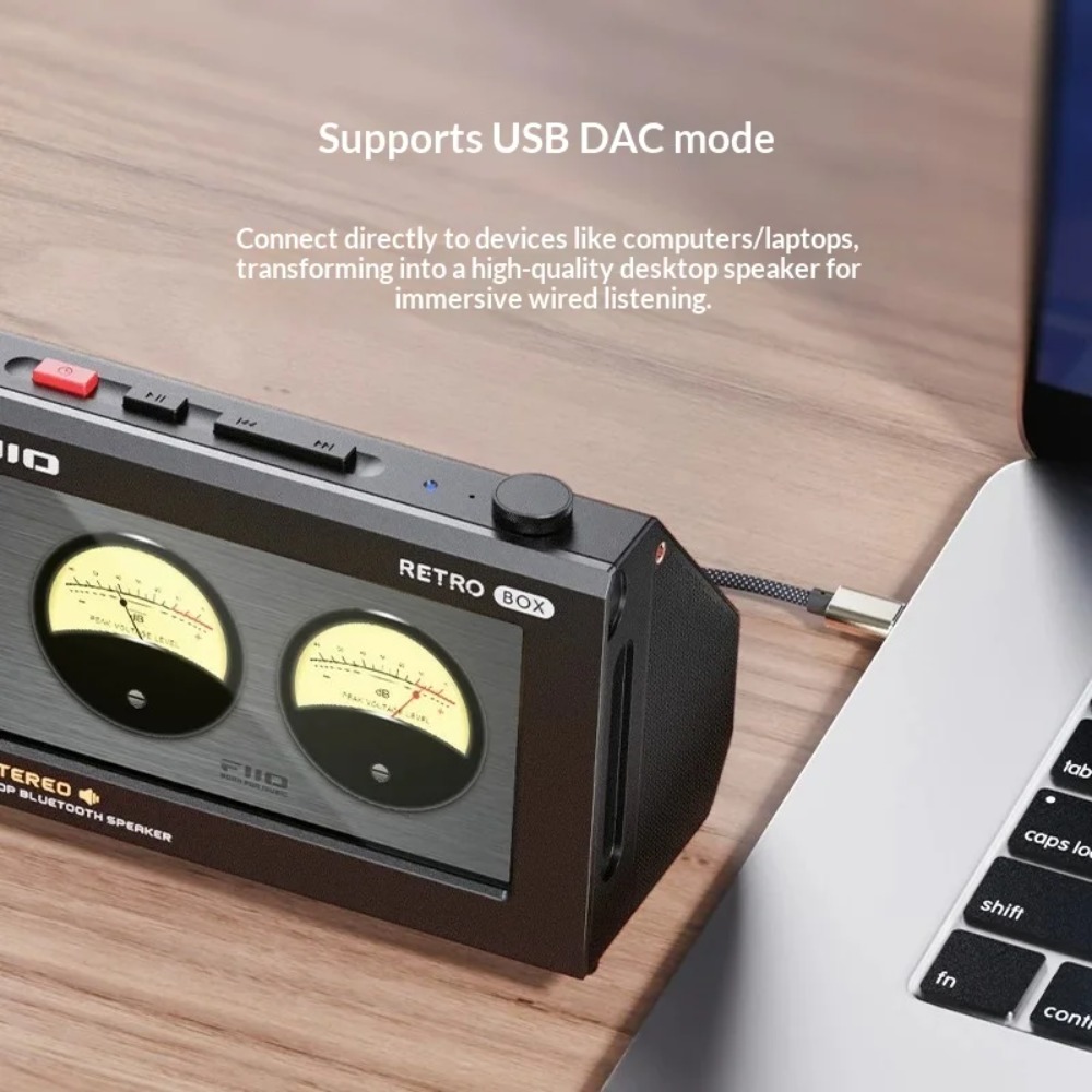 FiiO RETRO BOX Cassette Style  - Desk Setup With Speakers avis et prix