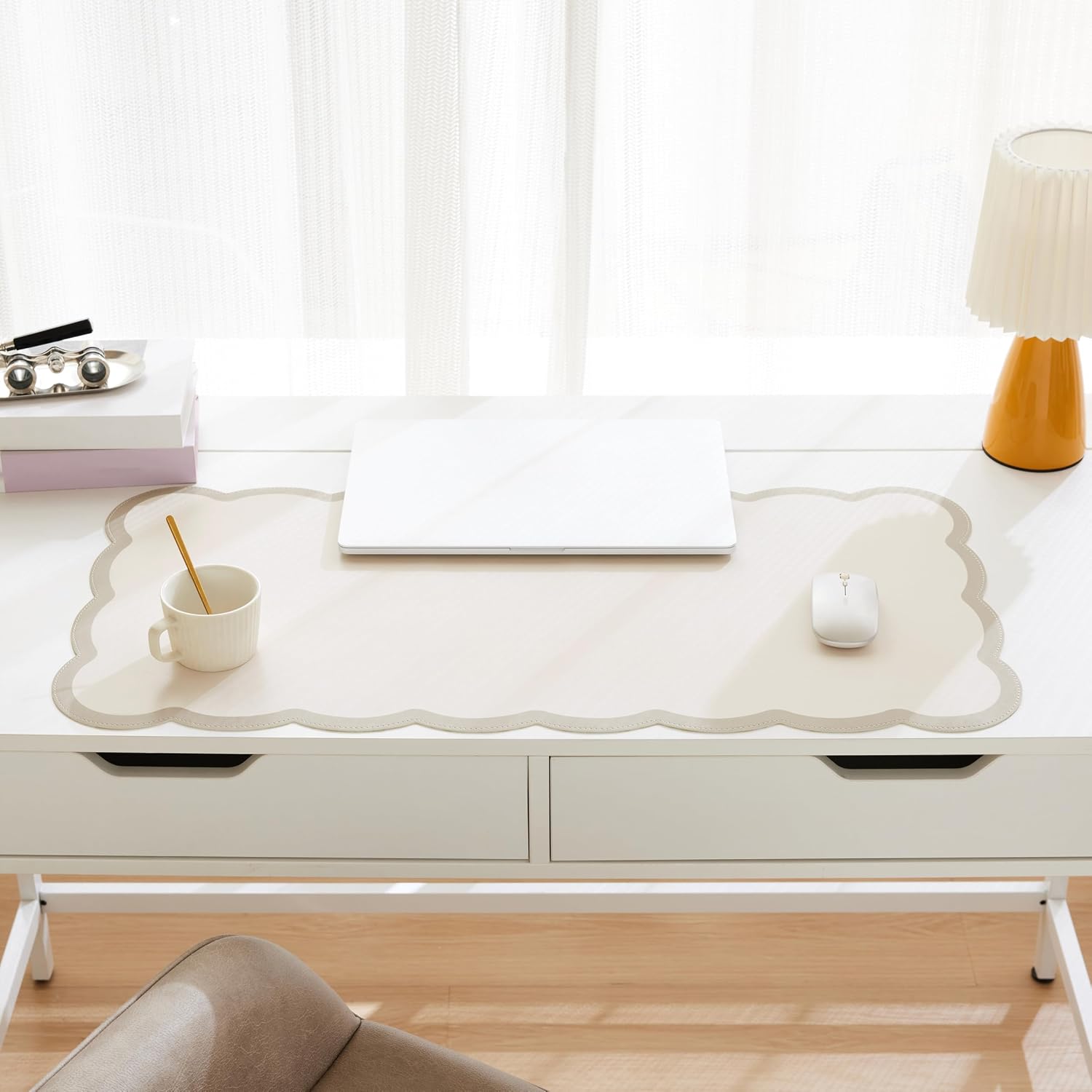 Scalloped Desk Mat 31.5x15.7 L - Desk Pad Leather Large avis et prix