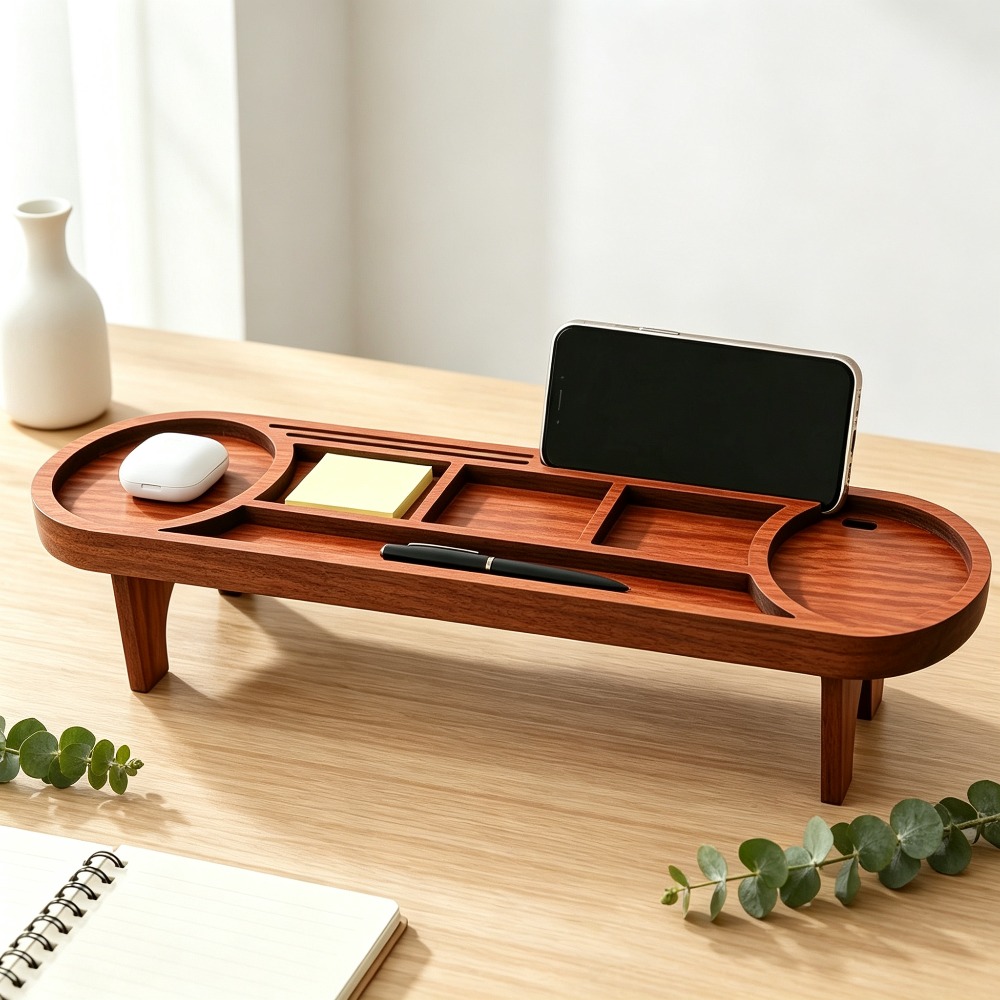 Wooden Desk Organizer with Pho - Desk Setup Home Office avis et prix