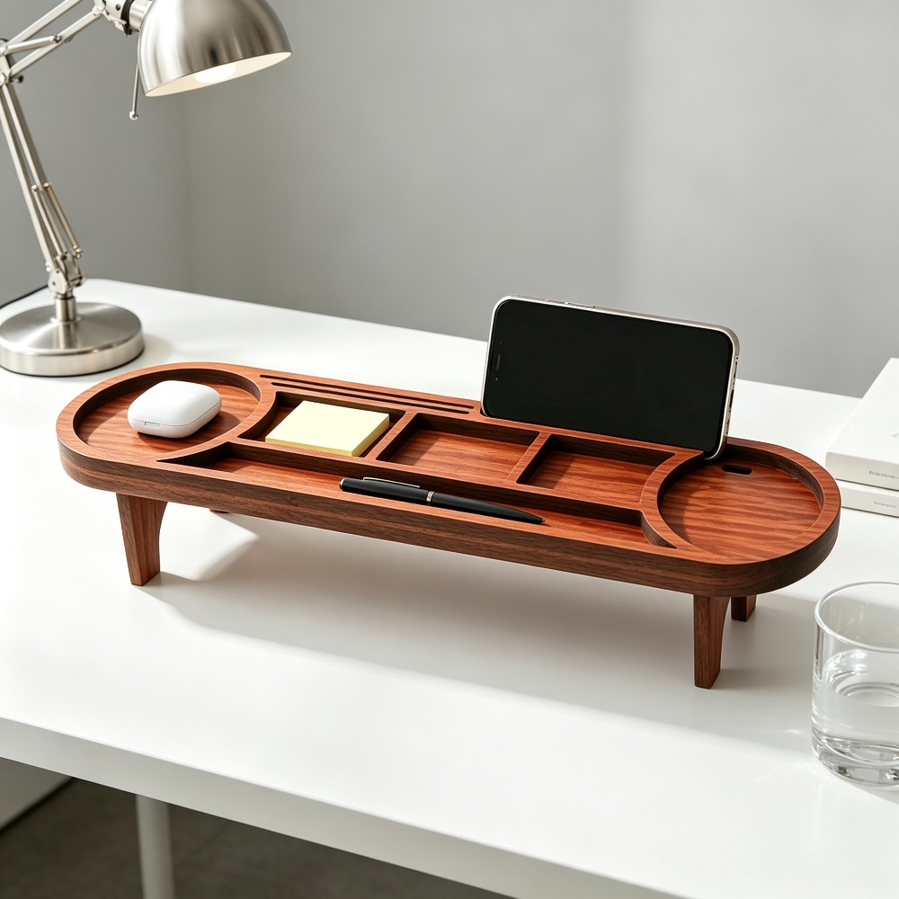 Wooden Desk Organizer with Pho - Desk Setup Home Office avis et prix