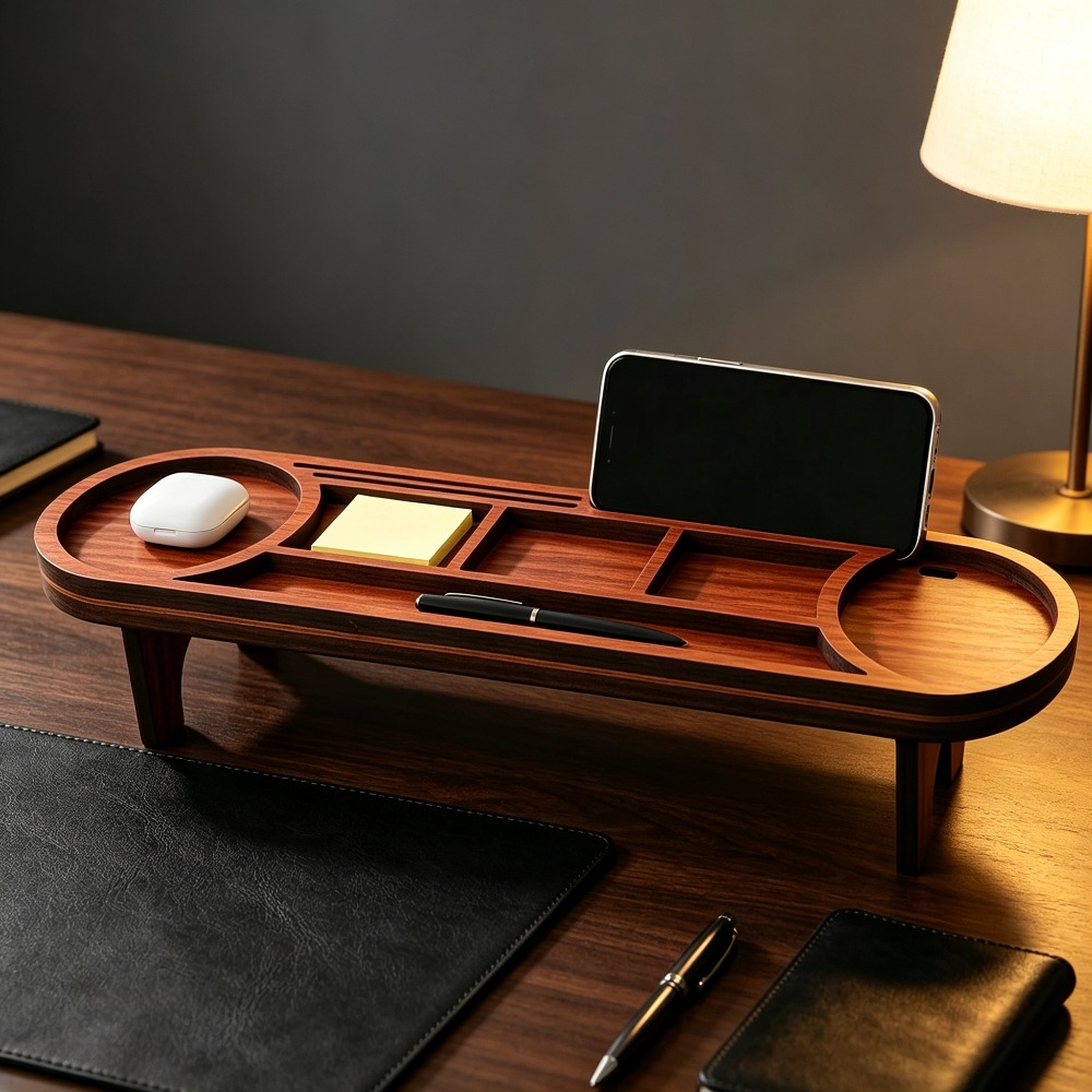 Wooden Desk Organizer with Pho - Desk Setup Home Office avis et prix