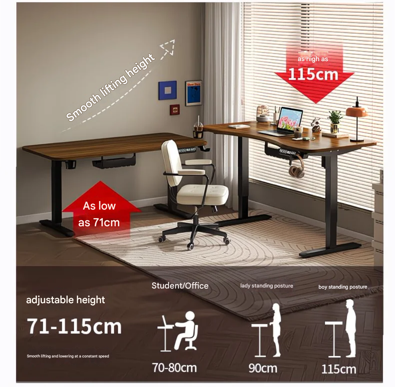 80/100/120/140cm Height Adjust - Desk Setup Home Office avis et prix