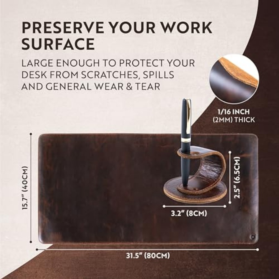 100% Full Grain Buffalo Leathe - Desk Pad Leather Large avis et prix