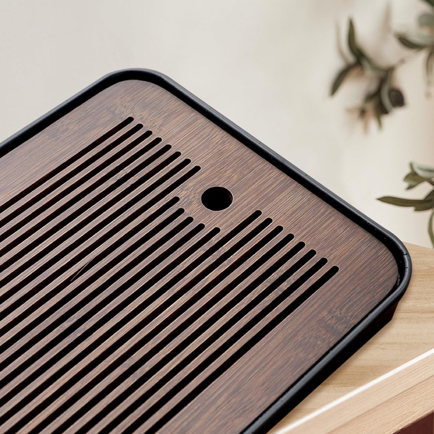 Natural Bamboo Tea Tray with H - Desk Setup Clean avis et prix