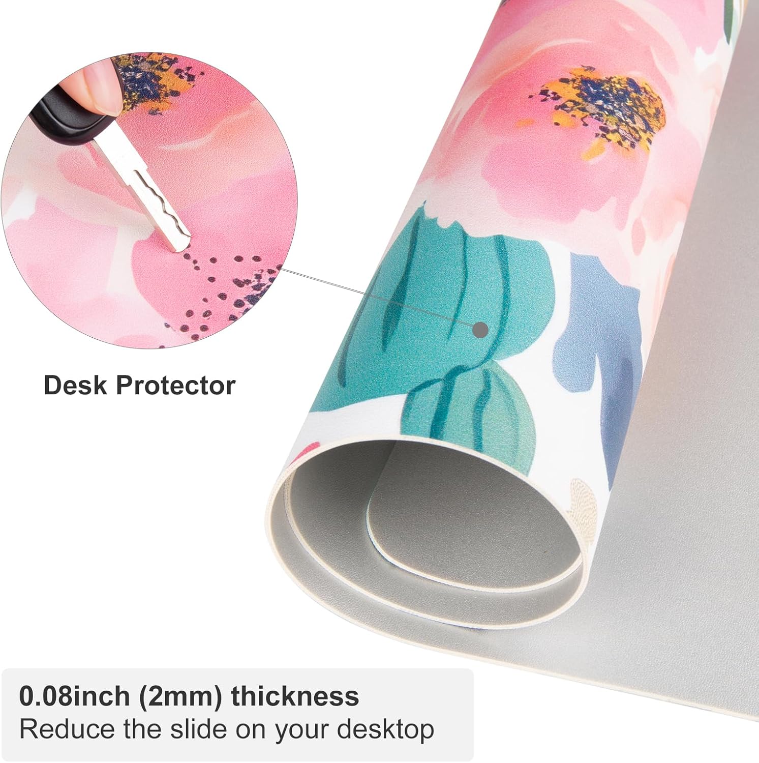 Large Mouse Pad Pink Floral De - Desk Pad Leather Large avis et prix